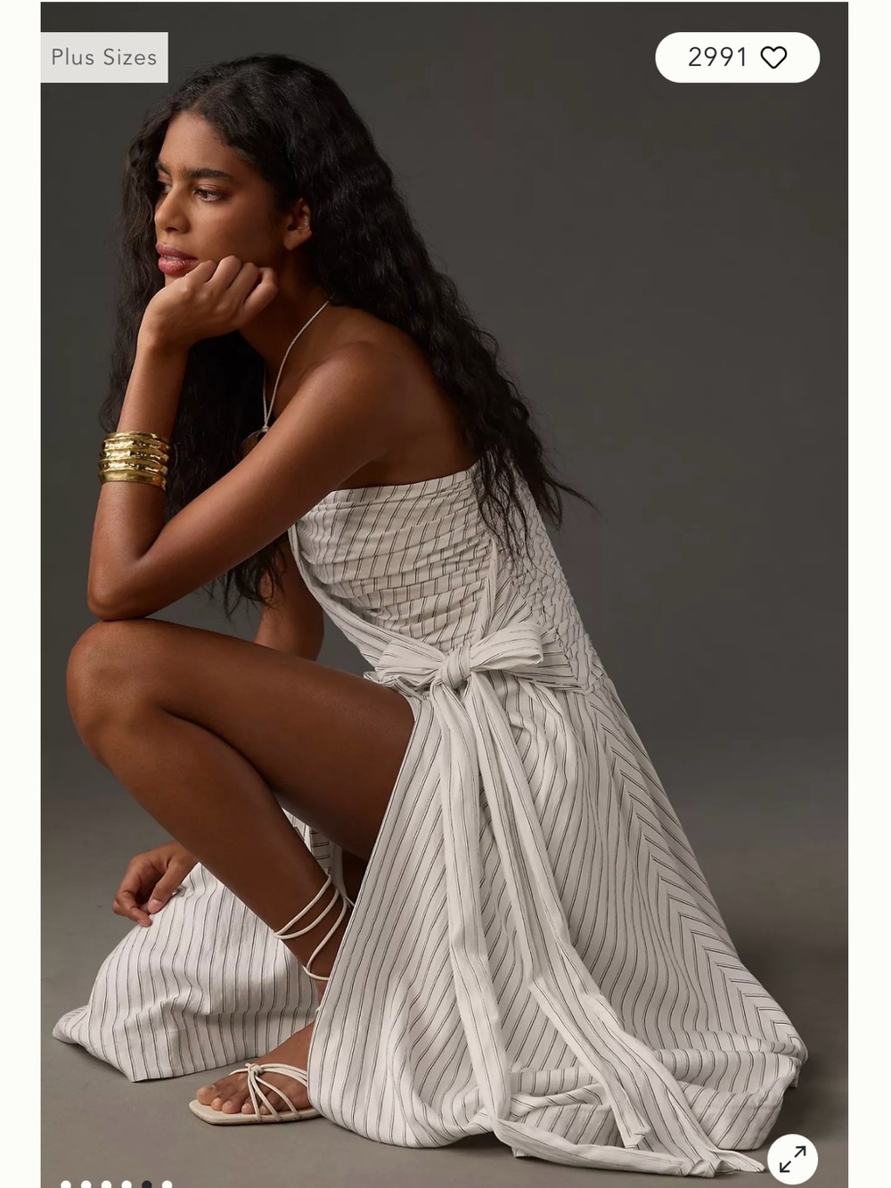 Striped White Strapless hanky dress